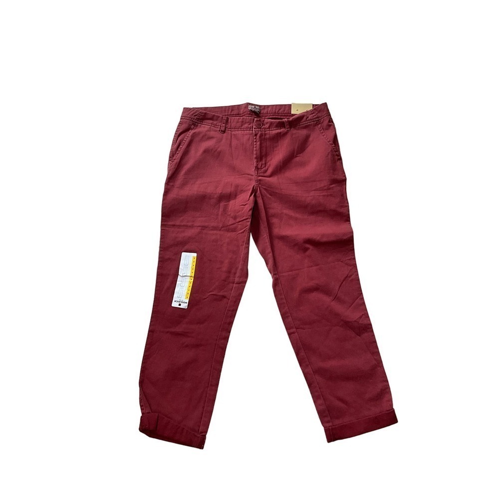 Woolrich Sunday Chino Pants Women's 8 Red 100% Cotton Slash Pockets Straight Leg